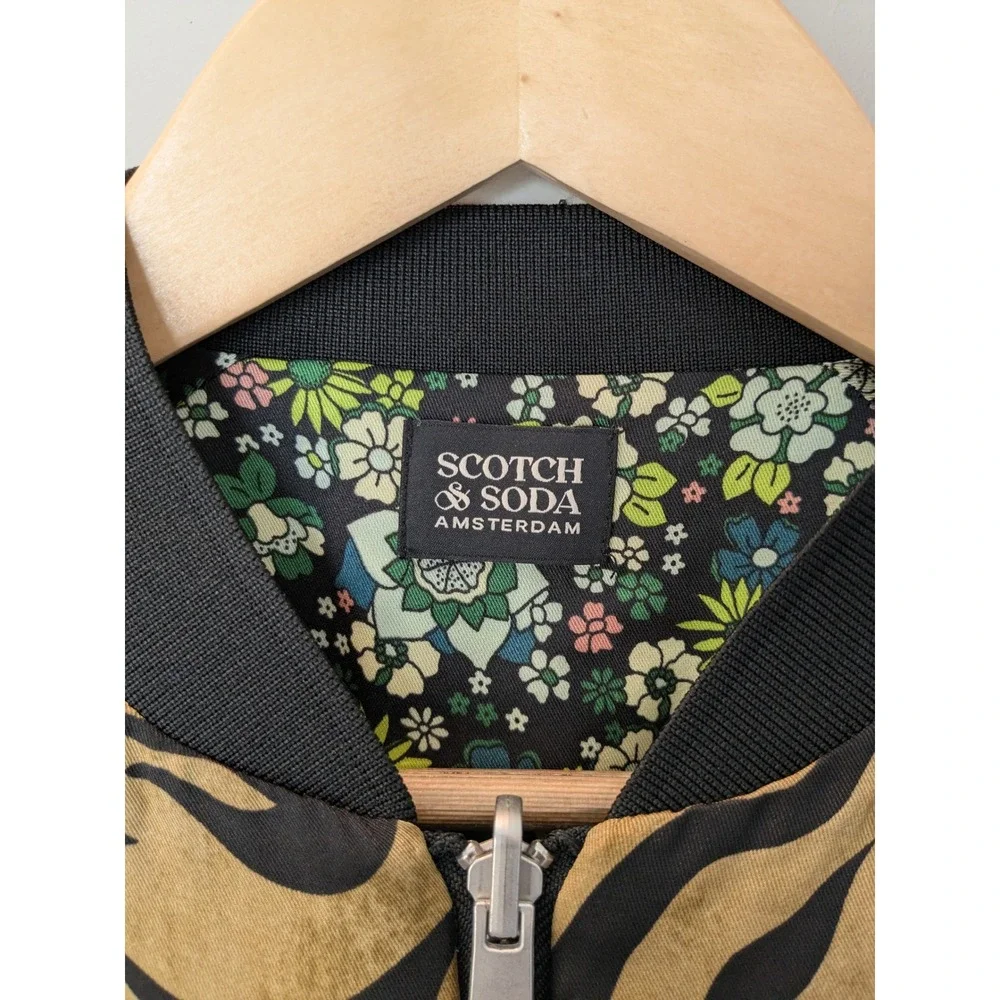Scotch Soda‎ Amsterdam Tiger Print Bomber Jacket Womens Floral Lining S MINT
